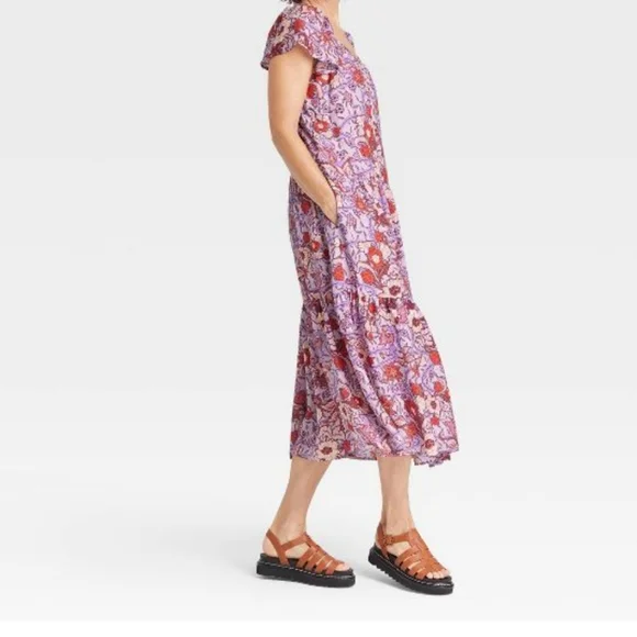 Flutter Short Sleeve A-Line Dress - Knox Rose NWT - Picture 6 of 7